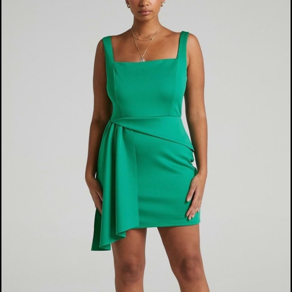 Green asymmetrical showpo dress